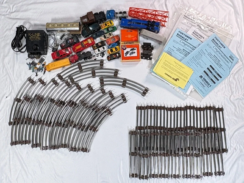 Lionel K-Line O-27 Gauge Lot Of 100+ Pieces Track Transformer Diecast Untested